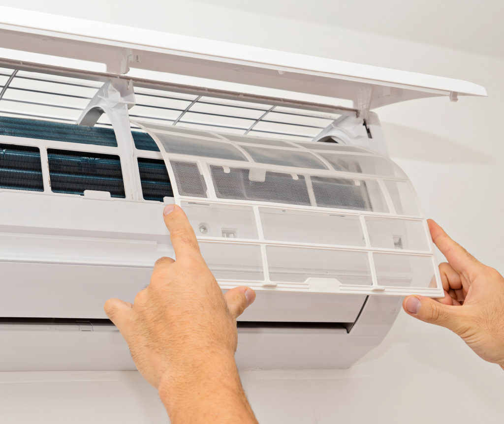 Installing a clean filter in a ductless mini split AC
