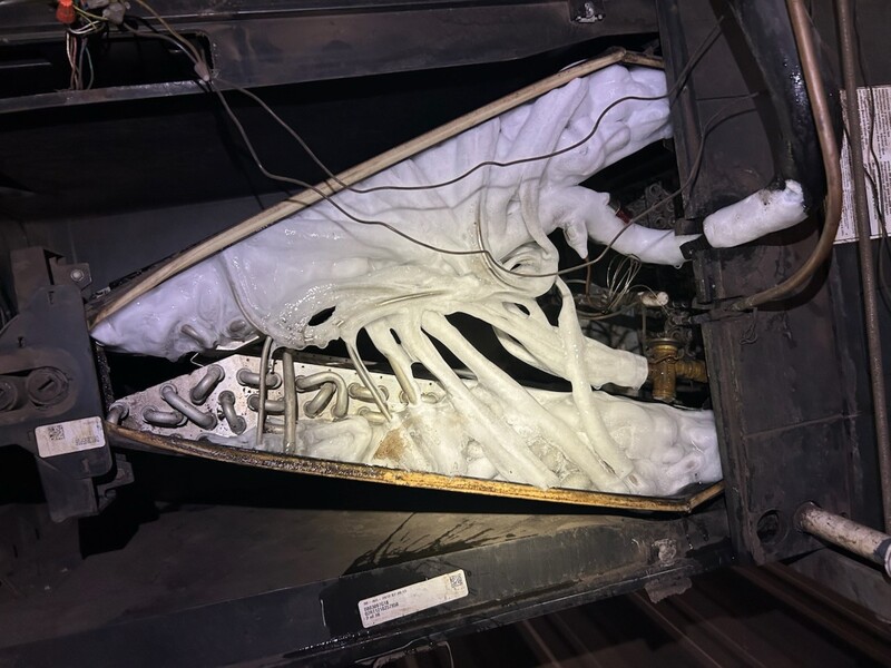 frozen evaporator coils in an HVAC unit